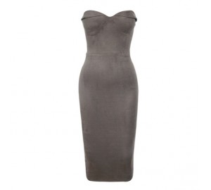 Robe sans bretelles en daim gris 'Anarosa'